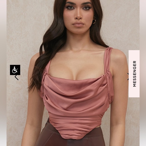 House of CB Tops Aella Rose Satin Cowl Neck Draped Corset Poshmark